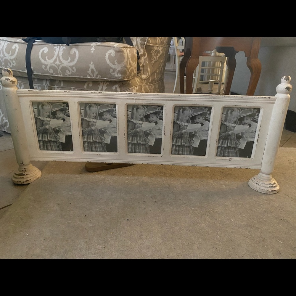 Long distressed multiple picture frame